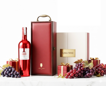 Bộ quà tặng tết hộp gỗ mặt da 1 chai rượu vang Ý 1933 Ruby