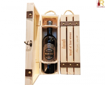 Set quà tặng hộp gỗ 1 chai vang Ý Marcoli 17