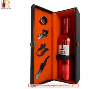 Bộ quà tặng tết hộp da 1 chai vang Ý 1933 Ruby