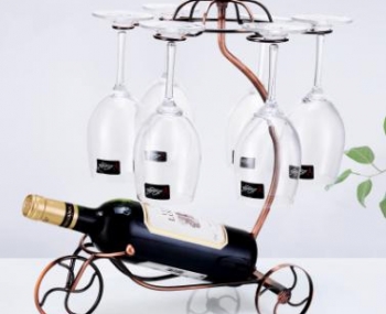 Kệ để chai rượu hình xe đạp kèm giá treo 6 ly