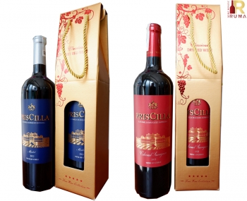 Quà tặng túi giấy ép kim 1 chai rượu vang PrisCilla