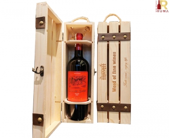 Set quà tặng hộp gỗ 1 chai vang Pháp Chales Gary Merlot