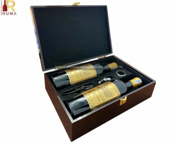 Set quà tặng tết hộp sơn mài 2 chai rượu vang Pháp Nicolas