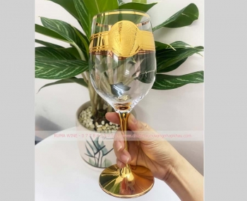 Bộ 6 ly uống rượu vang Rona mạ vàng 24k hoạ tiết Versace 450ml