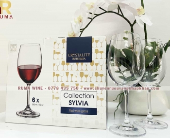 Bộ 6 ly thuỷ tinh uống rượu vang Sylvia 350ml
