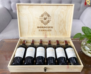 Quà tặng hộp gỗ 6 chai rượu vang Pháp Adorez De France