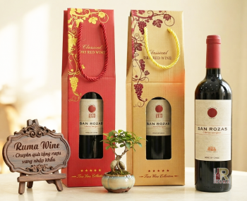 Quà tặng túi giấy ép kim 1 chai vang San Rozas