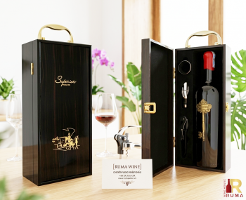 Set quà tặng tết hộp sơn mài 1 chai rượu vang Ý Segreto
