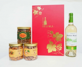 Hộp quà tặng tết rượu vang Pháp France Maison trắng