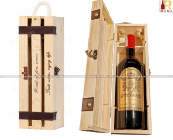 Set quà tặng hộp gỗ 1 chai vang Ý Stefano