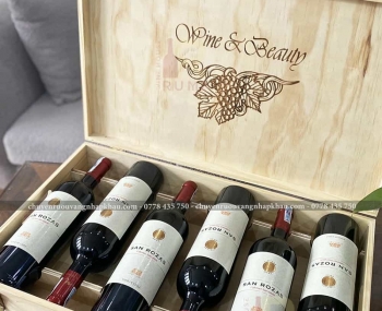 Quà tặng hộp gỗ 6 chai rượu vang Chile San Rozas