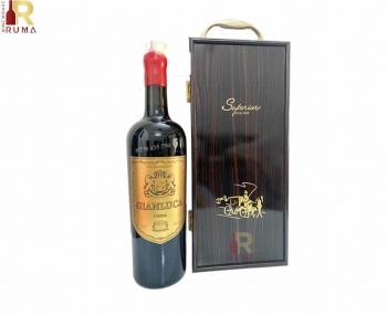 Set quà tặng tết hộp sơn mài 1 chai rượu vang Ý Gianluca