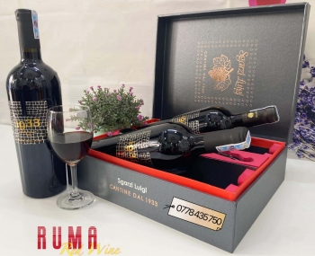 Quà tặng hộp 2 chai rượu vang Ý 1933 Semi Dolce kèm phụ kiện 