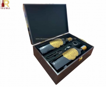 Set quà tặng tết hộp sơn mài 2 chai rượu vang Pháp Quentin