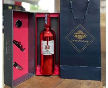 Quà tặng hộp 1 chai rượu vang Ý 1933 Ruby kèm phụ kiện