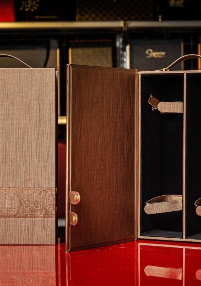 Hộp da PU đôi đựng 2 chai rượu vang