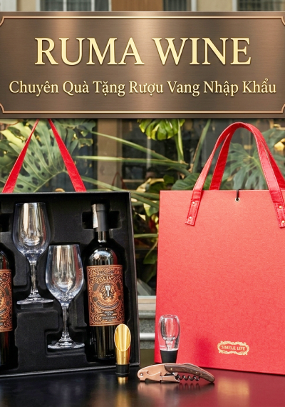 Bộ quà tặng tết vang Tolucci 14 kèm ly vang
