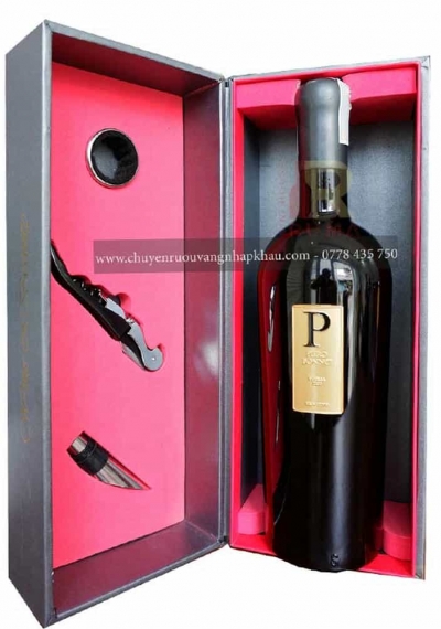 Quà tặng hộp 1 chai rượu vang Ý Piero Bonnci kèm phụ kiện