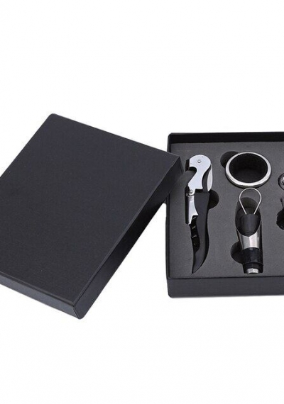 Bộ hộp phụ kiện mở nắp chai rượu vang (màu đen)
