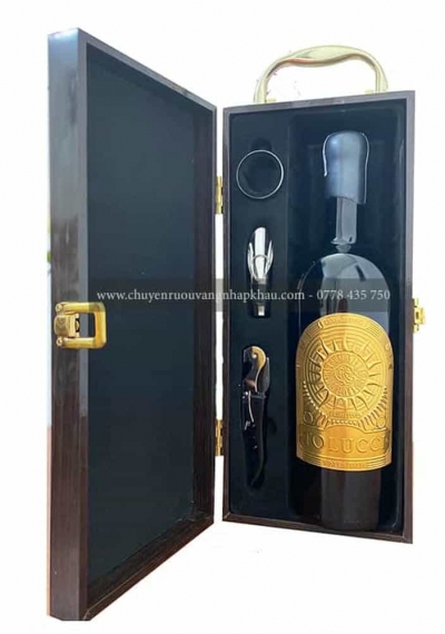 Set quà tặng tết hộp sơn mài 1 chai rượu vang Ý Tolucci 17