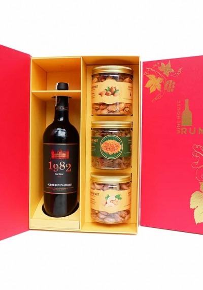 Hộp quà tặng tết rượu vang Pháp 1982 đỏ