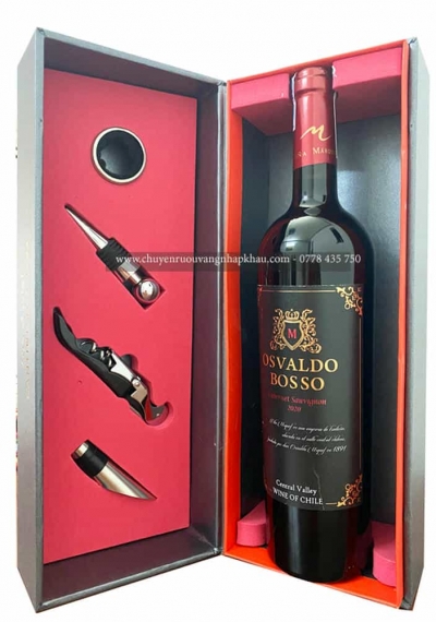 Quà tặng sang trọng 1 chai rượu vang Chile Osvaldo