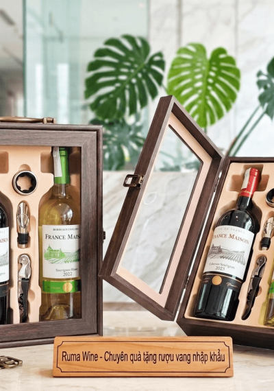 Quà tặng doanh nghiệp 2 chai vang France Maison HK2