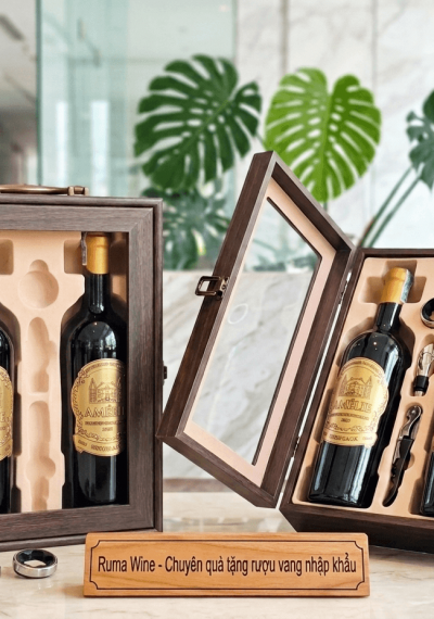 Quà tặng doanh nghiệp 2 chai vang Amelie HK2