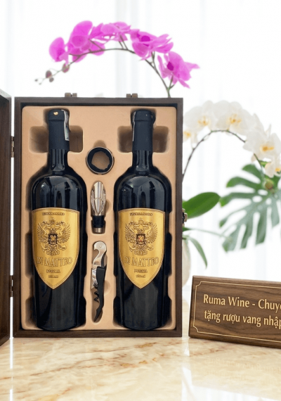 Quà tặng doanh nghiệp cao cấp 2 chai vang Di Matteo HK2