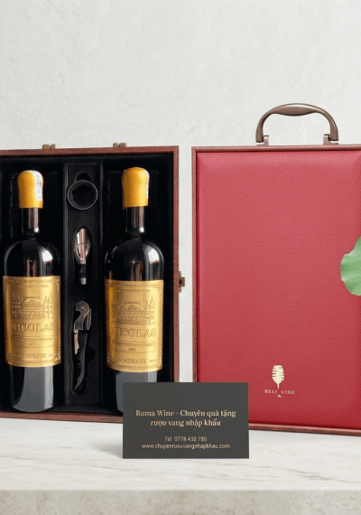 Bộ quà tặng tết 2 chai vang Pháp Nicolas GMD2