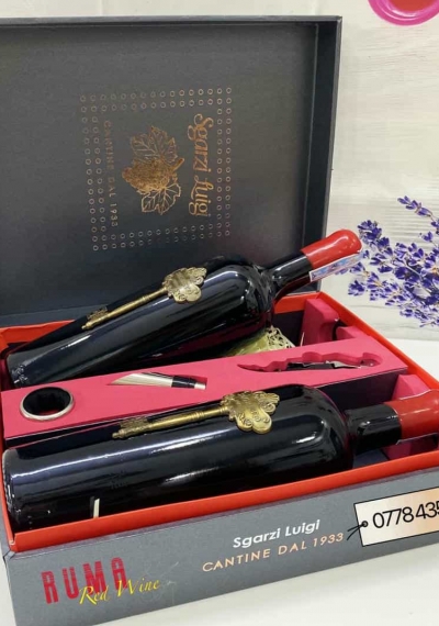 Quà tặng hộp 2 chai rượu vang Ý Segreto Puglia kèm phụ kiện 