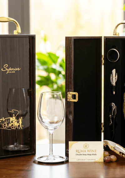 Set quà tặng tết hộp sơn mài 1 chai vang Pháp Quentin