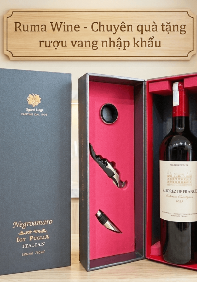 Quà tặng sang trọng HPK 1 chai vang Pháp Adorez De France