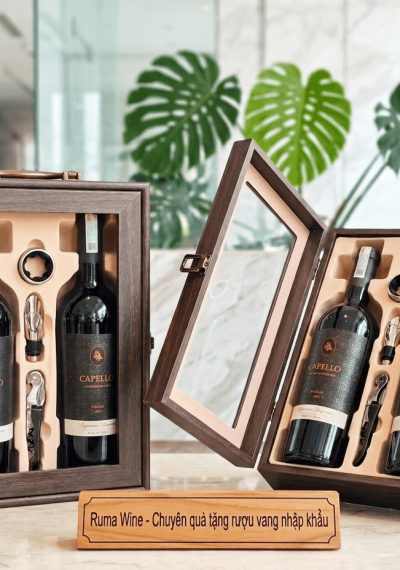 Quà tặng tết doanh nghiệp 2 chai vang Capello HK2