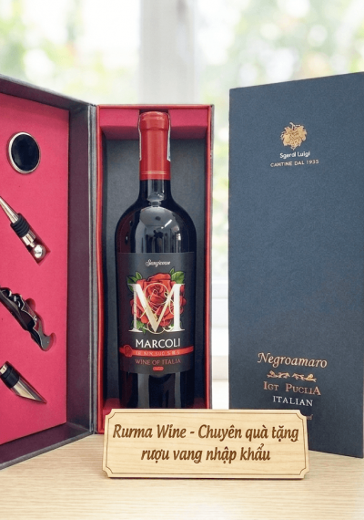 Quà tặng sang trọng HPK 1 chai vang Ý Marcoli Rosso