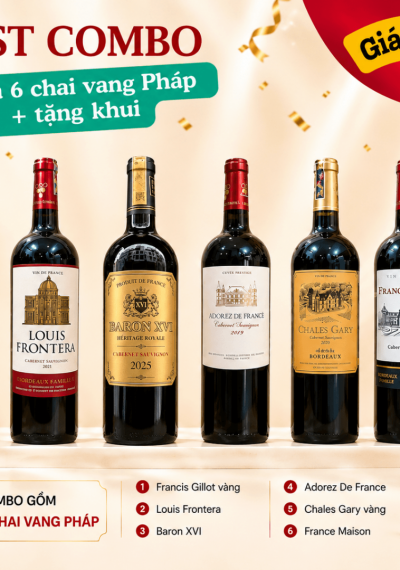Combo 6 chai vang Pháp tặng khui