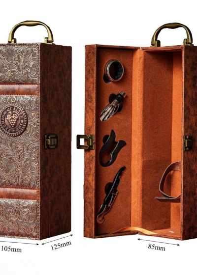 Hộp da đơn đựng 1 chai rượu vang vân phượng hoàng