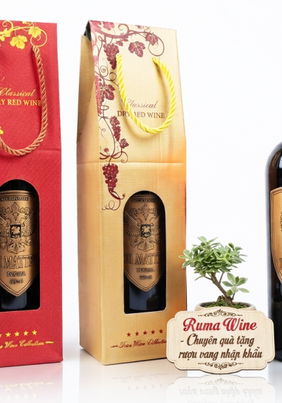 Quà tặng túi giấy ép kim 1 chai vang Ý Di Matteo