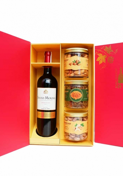 Hộp quà tặng tết rượu vang Chile Santo Molina