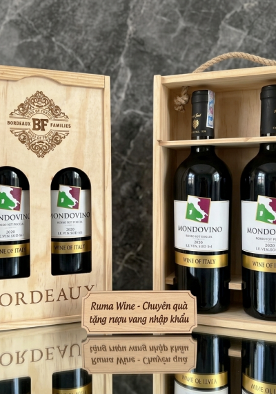 Quà tặng cao cấp 2 chai vang Ý Mondovino Rosso