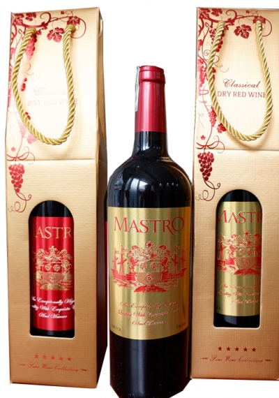 Quà tặng túi giấy ép kim 1 chai rượu vang Mastro