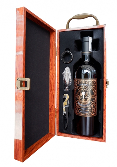 Set quà tặng tết hộp sơn mài 1 chai rượu vang Ý Tolucci 14