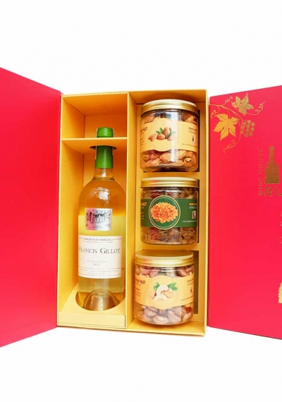 Hộp quà tặng tết rượu vang Pháp Francis Gillot trắng