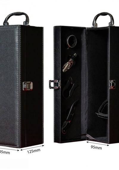 Hộp da đựng 1 chai rượu vang đen