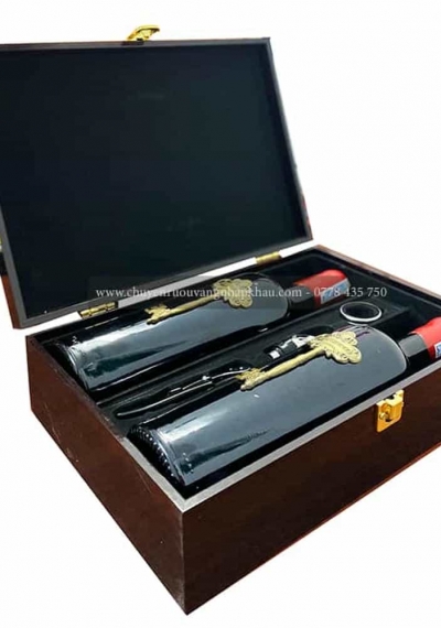 Set quà tặng tết hộp sơn mài 2 chai rượu vang Ý Segreto