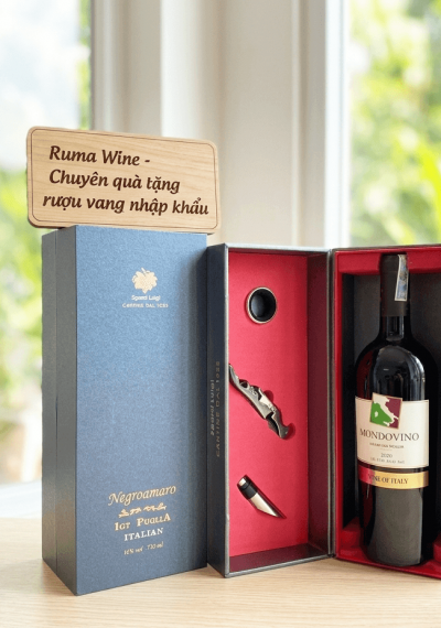 Quà tặng sang trọng HPK 1 chai vang Ý Mondovino Rosso