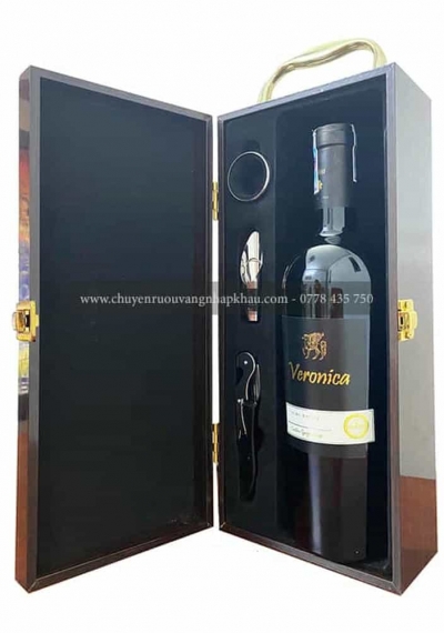 Set quà tặng tết hộp sơn mài 1 chai rượu vang Ý Veronica Semi