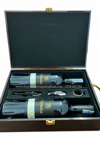 Set quà tặng tết hộp sơn mài 2 chai rượu vang Ý Veronica Semi