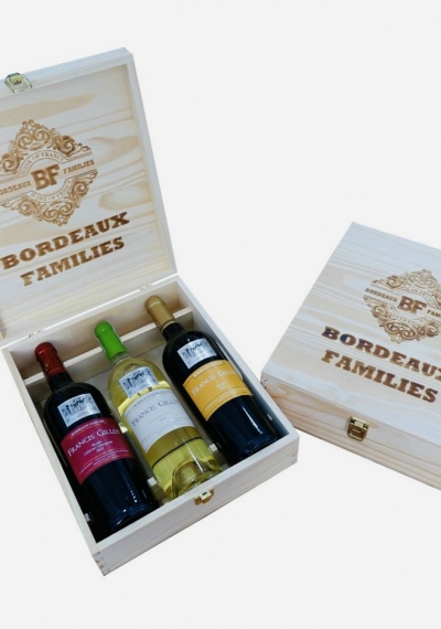 Hộp gỗ đựng 3 chai rượu vang