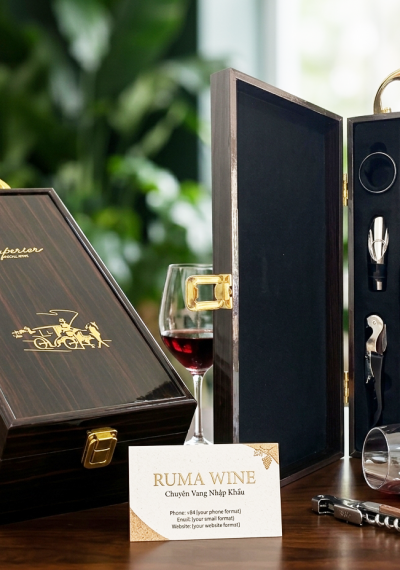Set quà tặng tết hộp sơn mài 1 chai rượu vang Ý 1922